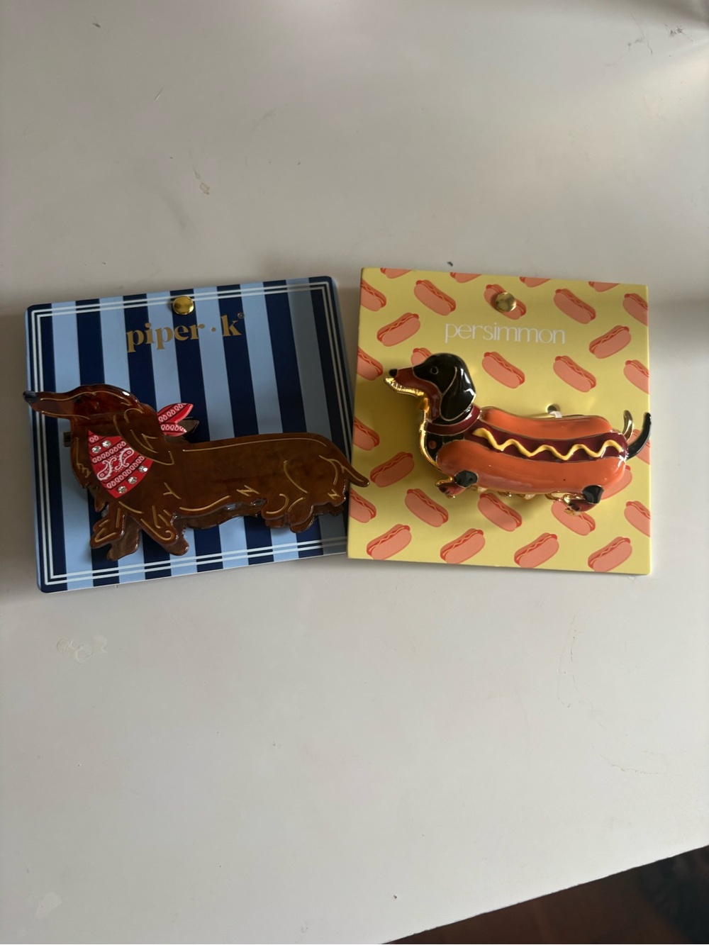 Dachshund hair clips - Orange and Brown